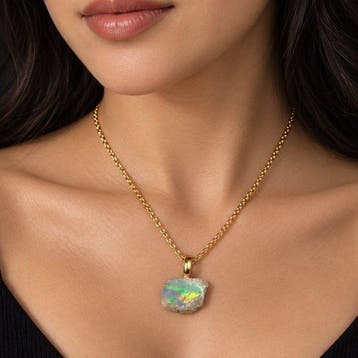 Metaal - Bel hanger - Sprankelend Opal rauw