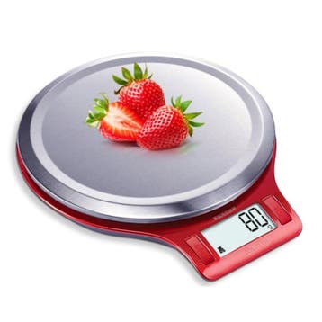 Rode Keukenweegschaal - tot 5Kg - Rond Weegschaal Keuken - D, Verzenden