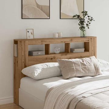 vidaXL Hoofdeinde met LED 160x18,5x103,5 cm hout artisanaal, Verzenden, Nieuw