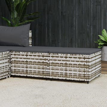 vidaXL Voetensteunen 2 st met kussens poly rattan grijs, Verzenden
