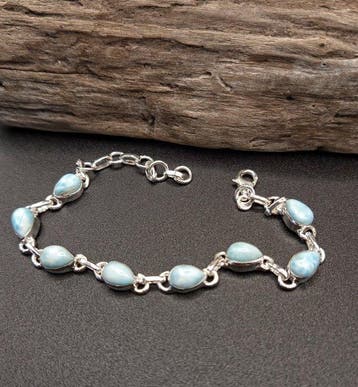Pièce Unique - Bracelet en argent 925 avec larimar - Qualité