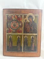 Icône - Icône à quatre panneaux - Bois, Antiquités & Art