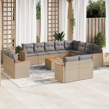 vidaXL 13-delige Loungeset met kussens poly rattan gemengd, Verzenden, Loungeset
