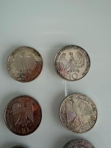 Duitsland. Set of 8 coins, incl. silver: 10 Deutsche Mark &