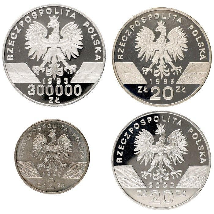 Polen. 2, 20 & 300.000 Zlotych, incl. silver 1993/2002 -, Timbres & Monnaies, Monnaies | Europe | Monnaies non-euro