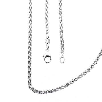 Witgouden vierkante vossenstaart schakelketting, Handtassen en Accessoires, Kettingen, Ophalen of Verzenden, Gebruikt, Goud, Goud