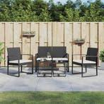 vidaXL 5-delige Tuinset met kussens polypropeen rattan zwart, Verzenden, Nieuw, Tuinset