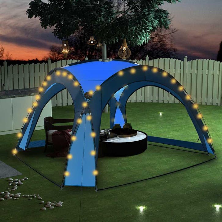 vidaXL Partytent met LED en 4 zijwanden 3,6x3,6x2,3 m blauw, Tuin en Terras, Partytenten, Nieuw, Verzenden