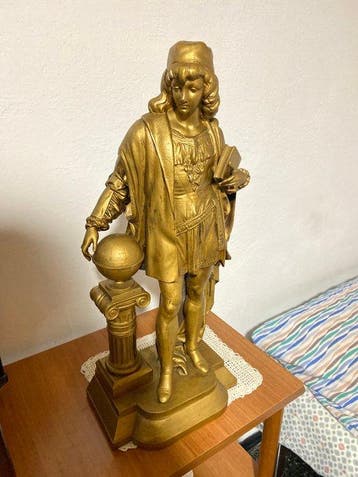 Statue, Columbus - 50 cm - Régule