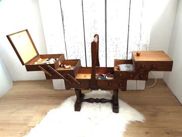 Boîte à couture - bois de chêne - boîte à couture en chêne