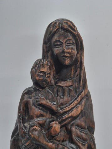 sculptuur, Madonna mit Kind – Holzskulptur – Handgeschnitzt