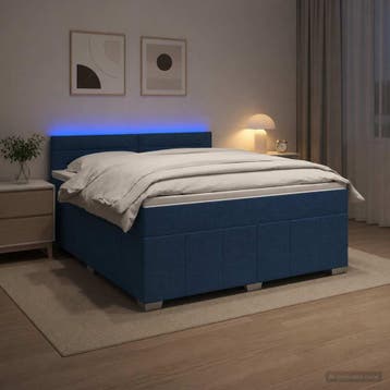 vidaXL Boxspringbed met matras met hoofdeinde Blauw 160 x, Verzenden, Nieuw