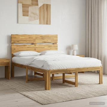 vidaXL Tweepersoonsbed met hoofdbord ROSTOCK Wit 140 x 190, Verzenden, Nieuw