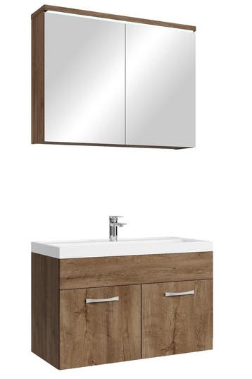 Badkamermeubel Set Paso 02 80 x 40 cm Bruin Eiken Badmeubel, Verzenden
