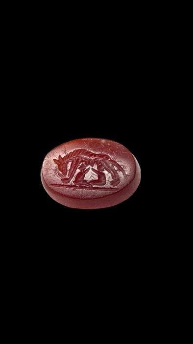 Oud-Romeins carneool Intaglio, Handtassen en Accessoires, Antieke sieraden