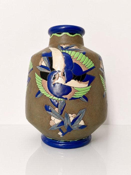 Boch Frères Keramis - Charles Catteau - Vase - modèle 1055,, Antiquités & Art, Antiquités | Verre & Cristal