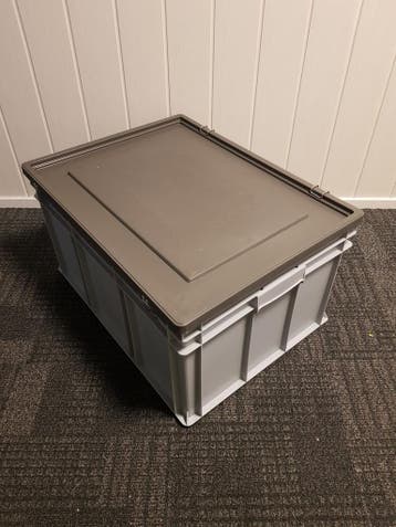 Stapelbak met deksel 800x600x420 mm euronorm grijs pp, Ophalen of Verzenden, Nieuw
