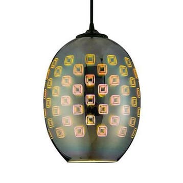 LED Hanglamp met Glas 3D - Ovaal Chroom Design - E27, Max 60, Verzenden