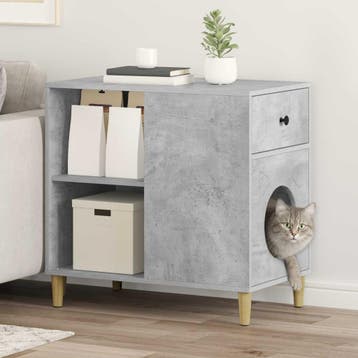vidaXL Kattenhuis Beton 72 x 42,5 x 70 cm Bewerkt hout, Dieren en Toebehoren, Verzenden, Nieuw