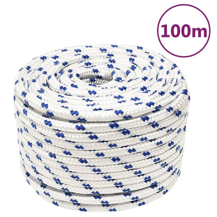 vidaXL Boot touw 12 mm 100 m polypropyleen wit, Bricolage & Construction, Quincaillerie & Fixations, Envoi