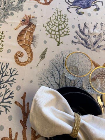Luxueus Venetiaans San Leucio marine tafelkleed -, Antiek en Kunst