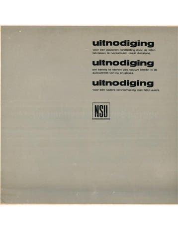 1968 NSU PROGRAMMA BROCHURE NEDERLANDS