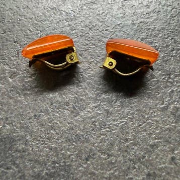 Vintage clip-oorbellen met Baltisch amber - Barnsteen -