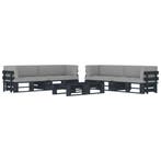 vidaXL 6-delige Loungeset pallet met kussens zwart, Tuin en Terras, Verzenden, Nieuw, Loungeset