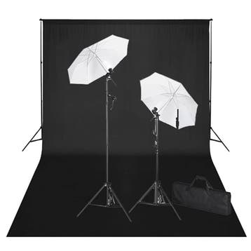 vidaXL Studioset met zwarte achtergrond en lampen 600x300 cm, Verzenden, Nieuw