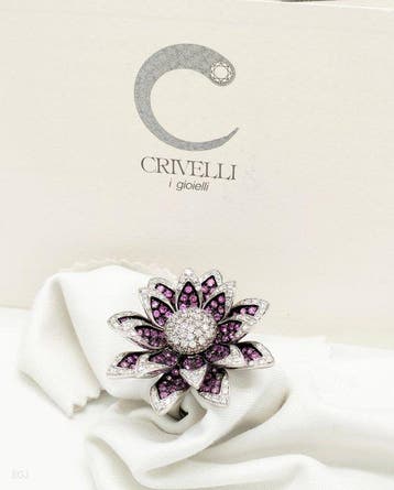 Crivelli - Bague - 18 carats Or blanc Saphir - Diamant