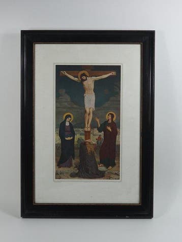 Lamentation. Mother Mary and Saint John below the crusxified