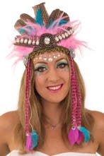 Verentooi Roze Blauw Veren Tooi Hoofdtooi Indianentooi Fazan, Ophalen of Verzenden, Nieuw