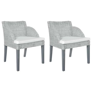 vidaXL Eetkamerstoelen 2 st met kussens natuurlijk rattan, Maison & Meubles, Verzenden
