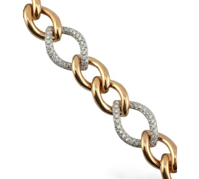 Armband - 18 karaat Geel goud, 18K roségoud en 1,50 ct, Bijoux, Sacs & Beauté, Bracelets