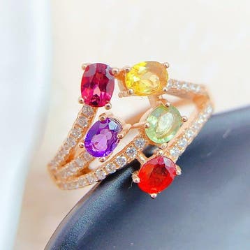 Zonder minimumprijs - Ring - 18 karaat Zilver, Roségoud,