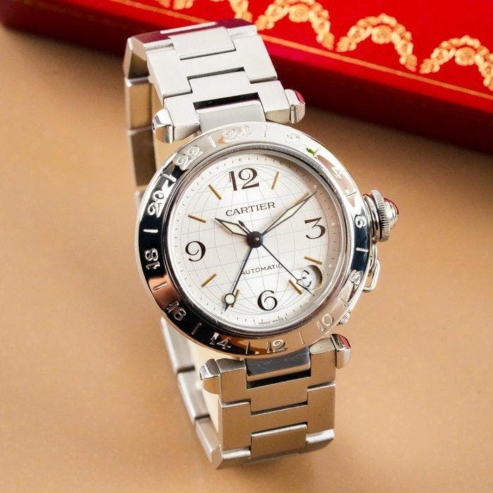 Cartier - Pasha C Meridian GMT Date - W31029M7 - Homme -, Handtassen en Accessoires, Horloges | Heren
