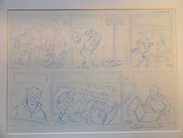 Suske en Wiske 347 - Originele halve pagina in schets -