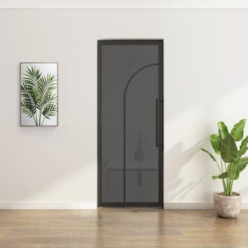 Stalen Taatsdeur - Zwart - 2 Vlaks rond - Rookglas, Minder dan 80 cm, Overige typen, Nieuw, Metaal