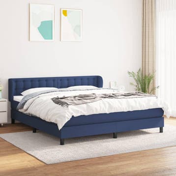 vidaXL Boxspring met matras stof blauw 180x200 cm, Verzenden
