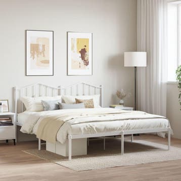 vidaXL Bedframe met hoofdbord metaal wit 160x200 cm, Verzenden