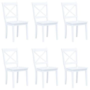 vidaXL Eetkamerstoelen 6 st massief rubberwood wit, Huis en Inrichting, Verzenden, Nieuw