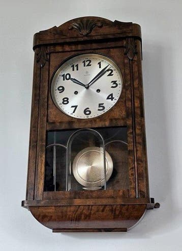 horloge murale - Junghans - Art déco Bois - 1935 - bois poli, Antiquités & Art
