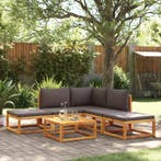 vidaXL 6-delige tuinbankset met kussens acaciahout & rotan, Tuin en Terras, Verzenden, Nieuw