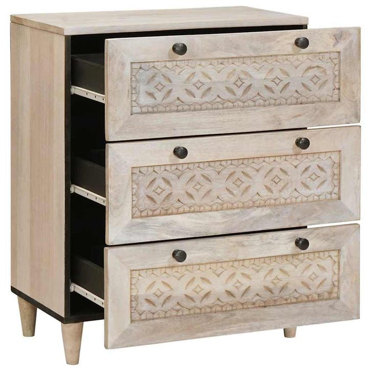vidaXL Dressoir Wit 60 x 33 x 75 cm massief mangohout, Huis en Inrichting, Kasten | Overige, Nieuw, Verzenden
