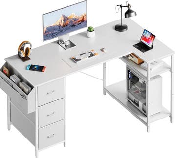 Bureau - Computertafel - Hoekbureau - 120x80 cm - Wit - HLON, Verzenden, Nieuw