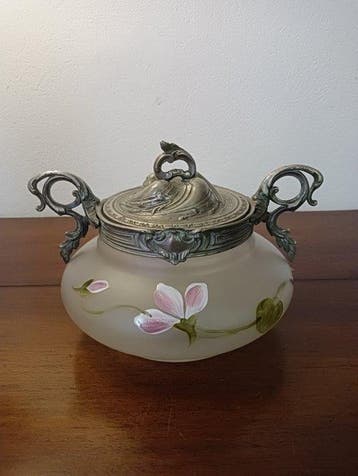 Pot à biscuits - Verre - ancien bocal à biscuits en verre, Antiquités & Art