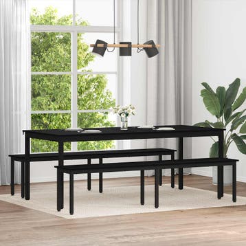 vidaXL Bank Zwart Eiken 200 x 35 x 45 cm Bewerkt hout, Verzenden, Nieuw