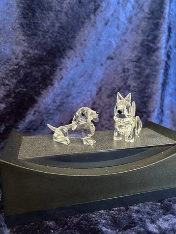 Swarovski - Figurine - Twee kristallen honden (Teckel,