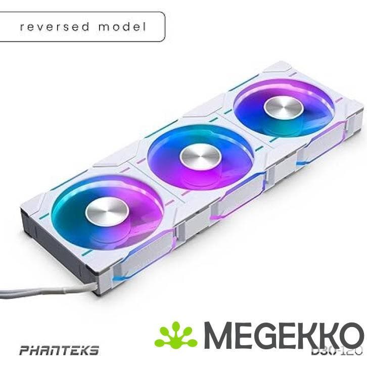 Phanteks D30 PWM Reverse Airflow D-RGB 120MM White 3-pack, Computers en Software, Computerkoelers, Nieuw, Verzenden