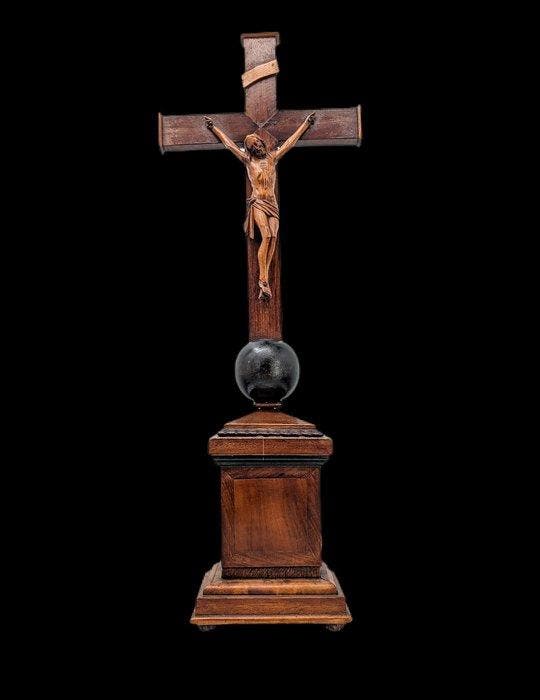 Antiek Crucifix - Buxushout - 1850-1900 - Christus aan het, Antiek en Kunst, Kunst | Niet-Westerse kunst